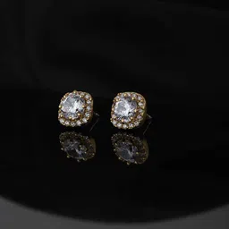 Carlton London Gold-Toned & Silver-Toned Square Studs Earrings-picture-33