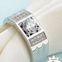 MYKI Men Silver-Plated CZ Studded Adjustable Finger Ring-picture-32