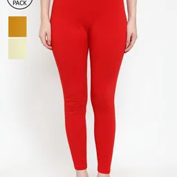 GRACIT Women Pack Of 3 Cotton Lycra Leggings-image-77