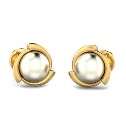 KUBERBOX Emel 18KT Gold Pearls Beaded Stud Earrings-2.62gm-picture-13
