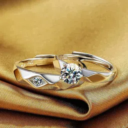 Yellow Chimes Set of 2 Silver-Plated Elegant Classic Engagement Rings-picture-13