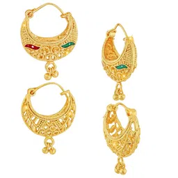 Vighnaharta Set Of 2 Gold Plated Circular Hoop Earings-picture-29