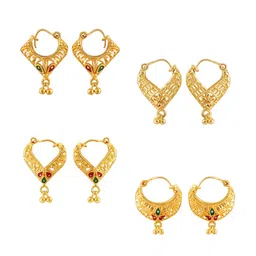 Vighnaharta Gold-Toned Floral Chandbalis Earrings-picture-30
