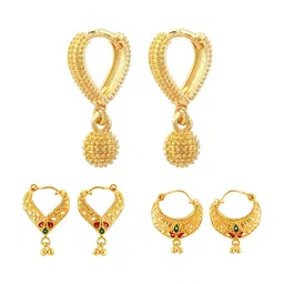 Vighnaharta Set Of 3 Gold Plated Hoop Earrings-picture-23