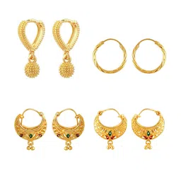 Vighnaharta Set Of 4 Gold-Plated Contemporary Hoop Earrings-picture-21