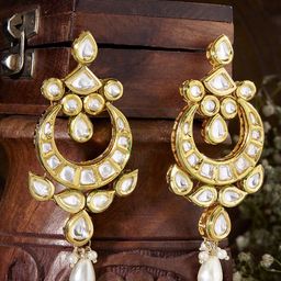 Priyaasi Gold Plated Kundan Drop Earrings-picture-1