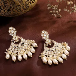 Priyaasi Gold-Plated Crescent Shaped Kundan Chandbalis Earrings-picture-34