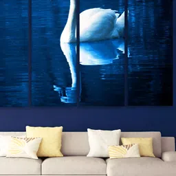 Casperme White & Blue 5 Pieces Swan Wooden Painting Wall Arts-image-35