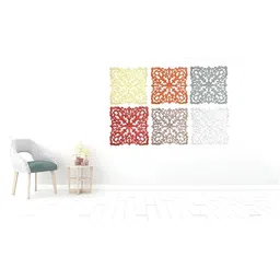 VAS collection home White & Yellow 6 Pieces Textured Wooden Wall Hangings-picture-20