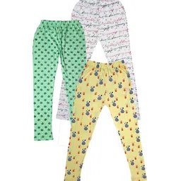 IndiWeaves Girls Pack Of 3 Allover Printed Ankle Length Pure Cotton Leggings-picture-38