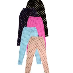 IndiWeaves Girls Pack Of 5 Printed Pure Cotton Leggings-picture-11