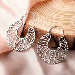 XPNSV Silver-Plated Contemporary Hoop Earrings-picture-33