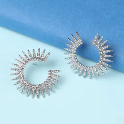 DressBerry Gold-Toned Gold-Plated Stones Studded Contemporary Studs Earrings image 1