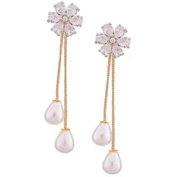 RATNAVALI JEWELS Gold-Plated Floral Drop Earrings-picture-35