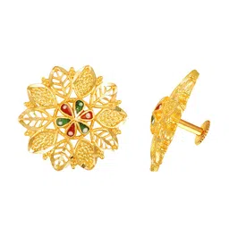 Vighnaharta Gold-Plated Floral Drop Earrings-picture-40