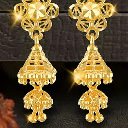 Vighnaharta Gold-Plated Floral Jhumkas Earrings-picture-42