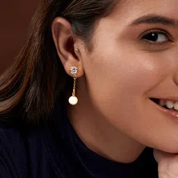 MINUTIAE Gold-Plated Pearls Drop Earrings-picture-5