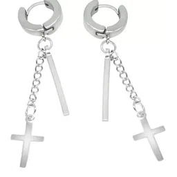 KRYSTALZ Silver-Plated Geometric Shaped Drop Earrings-picture-10
