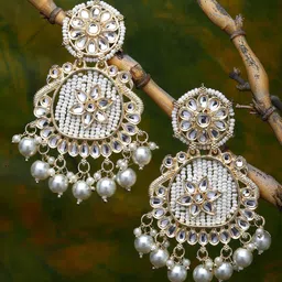 ZENEME White Peacock Shaped Drop Earrings image 1