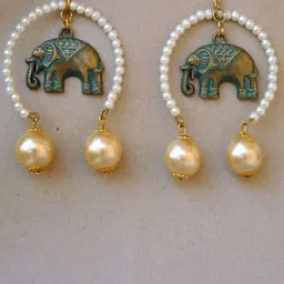BeAbhika Mastana Haathi Pearl Beaded Elephant Shaped Drop Earrings-picture-26