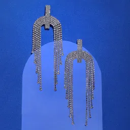 SOHI Silver-Plated Artificial Stones Drop Earrings-image-27