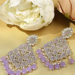 VATSALYA creation Gold-Plated Leaf Shaped Drop Earrings-picture-18