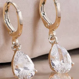 OOMPH Cubic Zirconia Teardrop Shaped Drop Earrings-picture-40