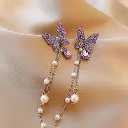 Krelin Silver-Plated Butterfly Shaped Drop Earrings-picture-40