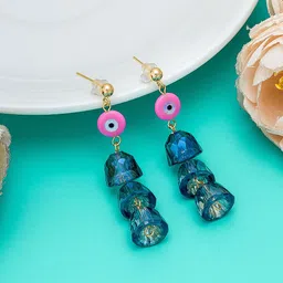 aadita Blue & Pink Contemporary Drop Earrings-picture-33