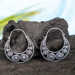 Studio One Love Silver-Plated Oxidised Hoop Earrings-picture-21