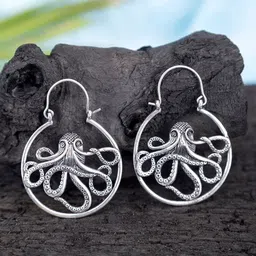 Studio One Love Silver-Plated Oxidised Hoop Earrings-image-37