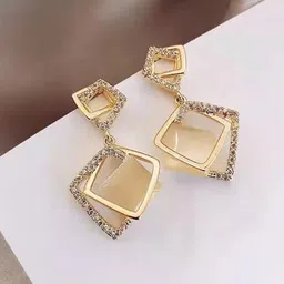 KRYSTALZ Gold-Plated Geometric Drop Earrings-picture-27
