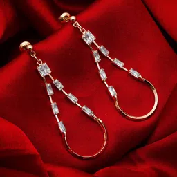 aadita Gold-Toned & White Geometric Drop Earrings-picture-39