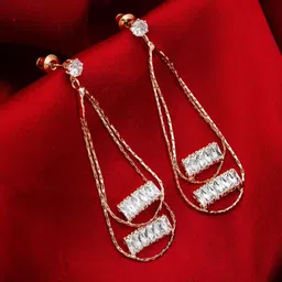 aadita Gold-Plated AD Studded Contemporary Drop Earrings-picture-26