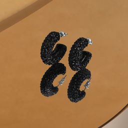 Accessorize Chunky Encrusted Crystals Geometric Half Hoop Earrings-picture-47