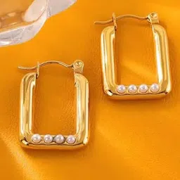 KRYSTALZ Gold-Plated Geometric Hoop Earrings-picture-33