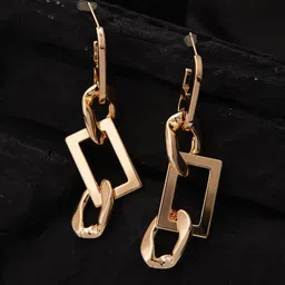 SWASHAA Adde 18KT Gold-Plated Stainless Steel Contemporary Drop Earrings-image-3