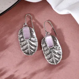 DASTOOR Silver-Plated Leaf Shaped Drop Earrings-picture-35