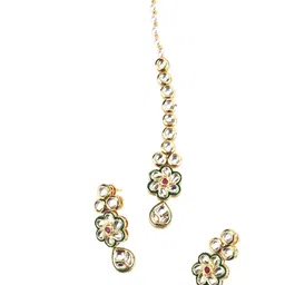 ODETTE Gold-Plated Kundan Studded Drop Earrings-image-36