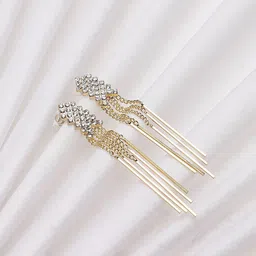 SOHI Gold-Plated Contemporary Drop Earrings-picture-43