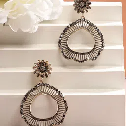 SOHI Gold-Plated Contemporary Drop Earrings-picture-21