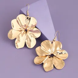SOHI Gold-Plated Contemporary Drop Earrings-picture-51