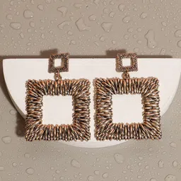 SOHI Gold-Plated Square Drop Earrings-picture-14