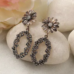SOHI Gold-Plated Artificial Stones Contemporary Drop Earrings-picture-39