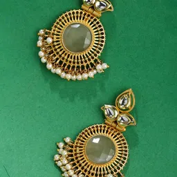 SOHI Gold-Plated Kundan-Studded Contemporary Drop Earrings-picture-35