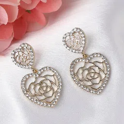 SOHI Gold-Plated Contemporary Drop Earrings-picture-31