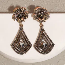 SOHI Gold-Plated Contemporary Drop Earrings image 1