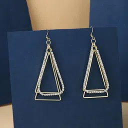 Yellow Chimes Gold-Toned Gold Plated Triangular Drop Earrings-image-51