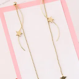 Yellow Chimes Women Gold Tone Double Layered Chain Star Studded Long Dangle Earrings-picture-31
