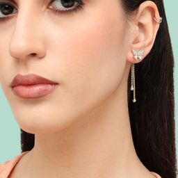 SOHI Gold Plated Contemporary Drop Earrings-picture-42